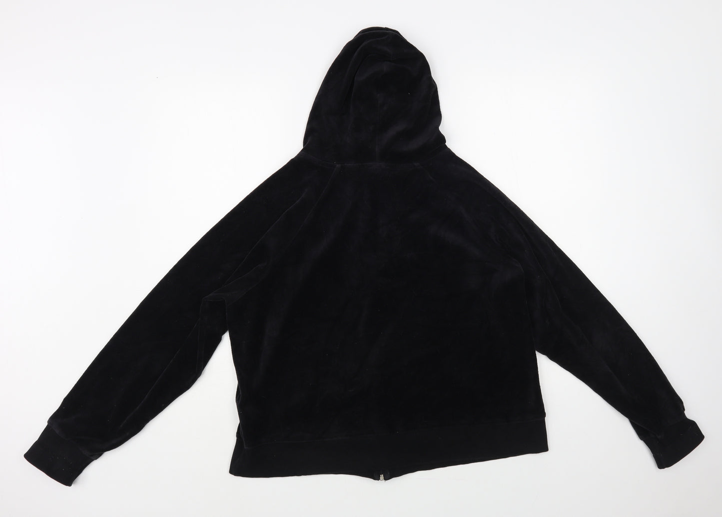 Marks and Spencer Womens Black Cotton Full Zip Hoodie Size 22 Zip