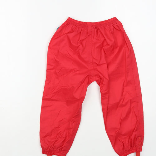 Muddy Puddles Boys Red Nylon Rain Trousers Trousers Size 3-4 Years Regular