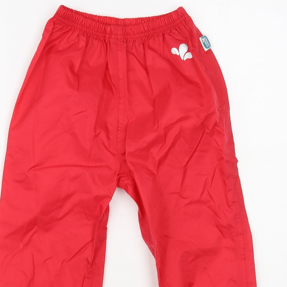 Muddy Puddles Boys Red Nylon Rain Trousers Trousers Size 3-4 Years Regular