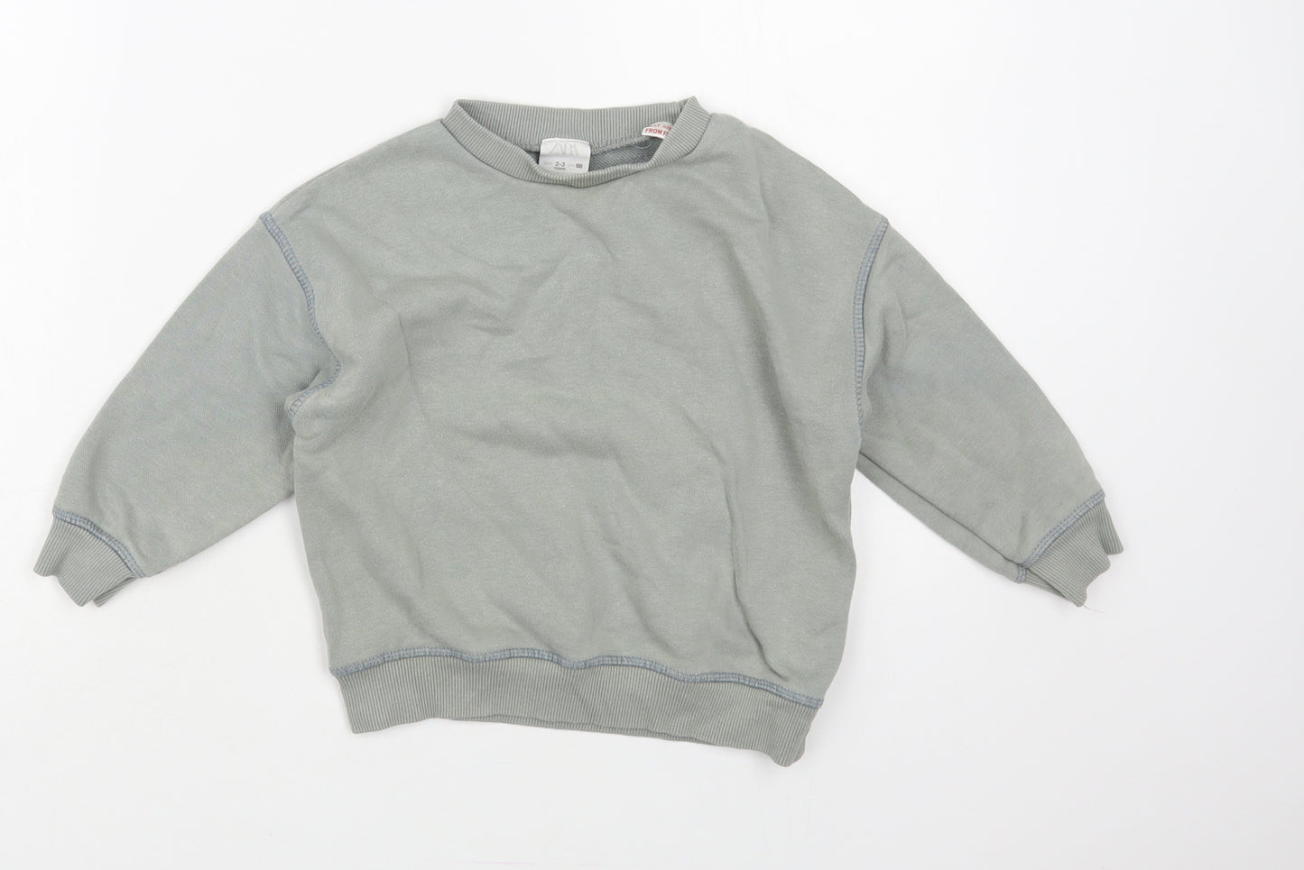 Zara Boys Grey Cotton Pullover Sweatshirt Size 2-3 Years Pullover