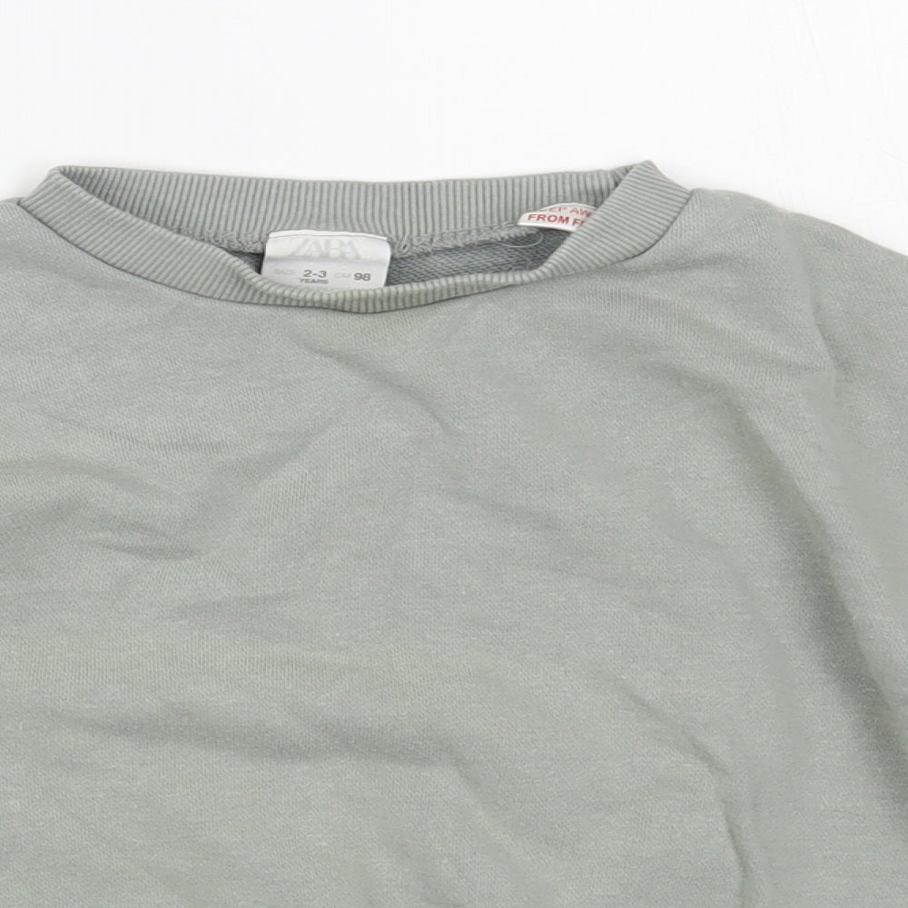 Zara Boys Grey Cotton Pullover Sweatshirt Size 2-3 Years Pullover