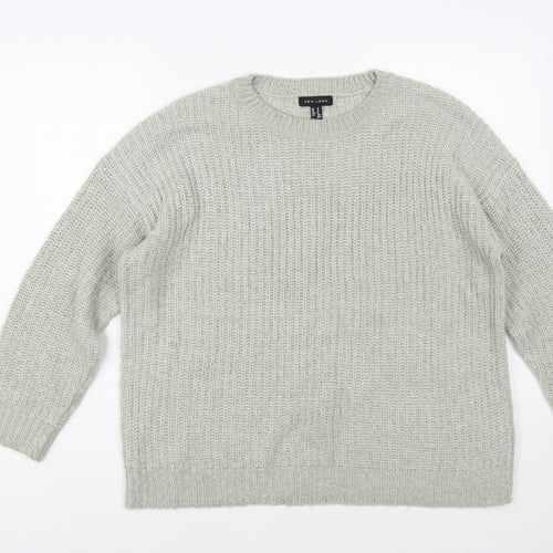 New Look Womens Grey Crew Neck Acrylic Pullover Jumper Size M
