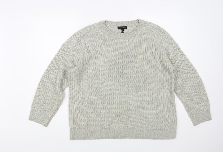 New Look Womens Grey Crew Neck Acrylic Pullover Jumper Size M