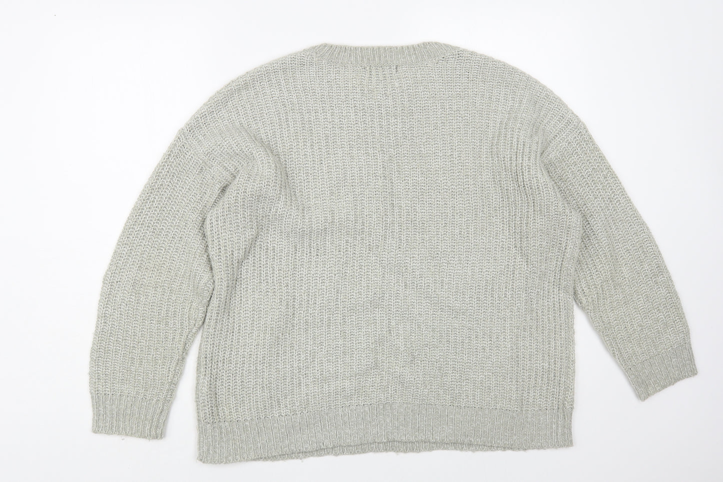 New Look Womens Grey Crew Neck Acrylic Pullover Jumper Size M