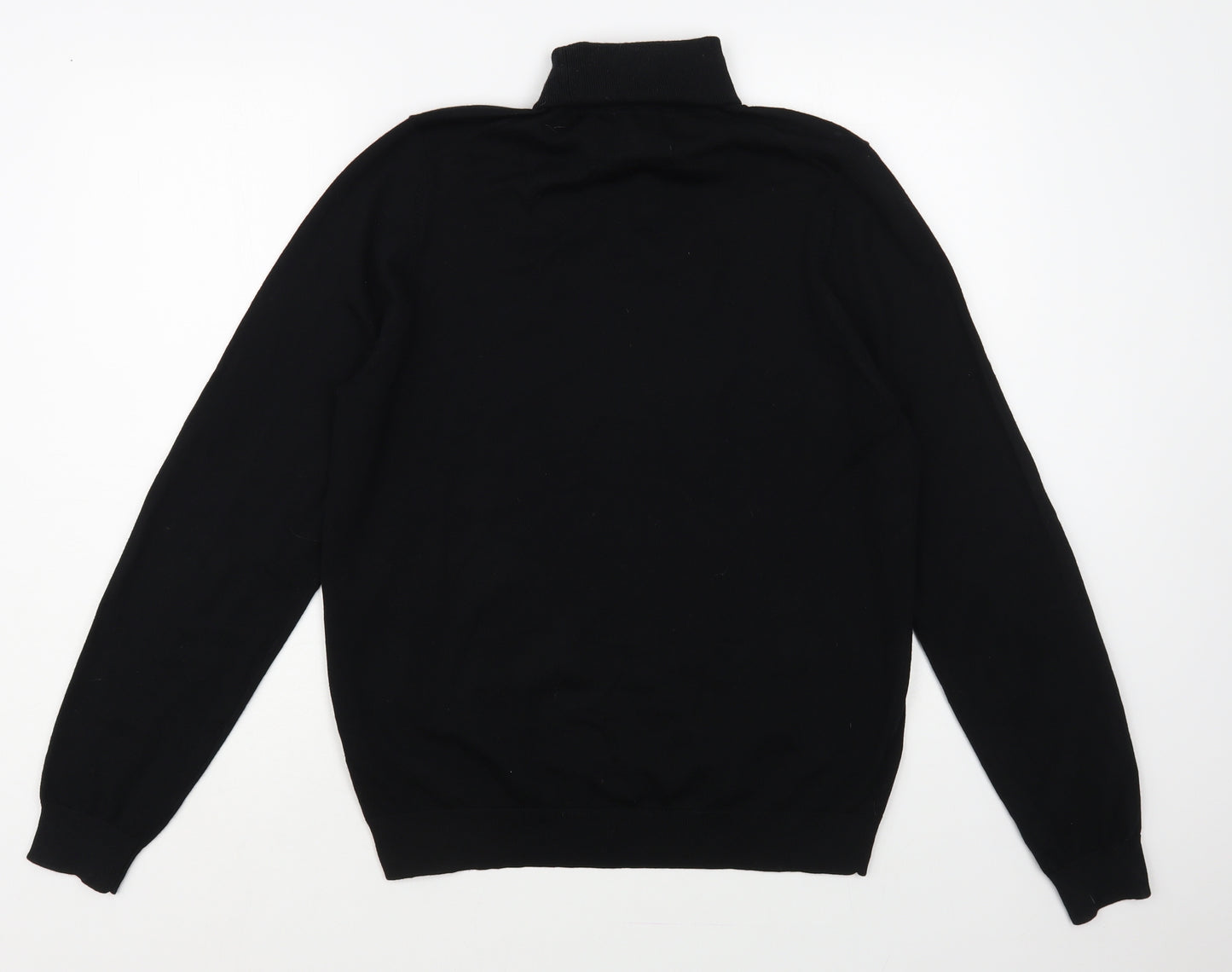 Marks and Spencer Mens Black Roll Neck Wool Pullover Jumper Size M
