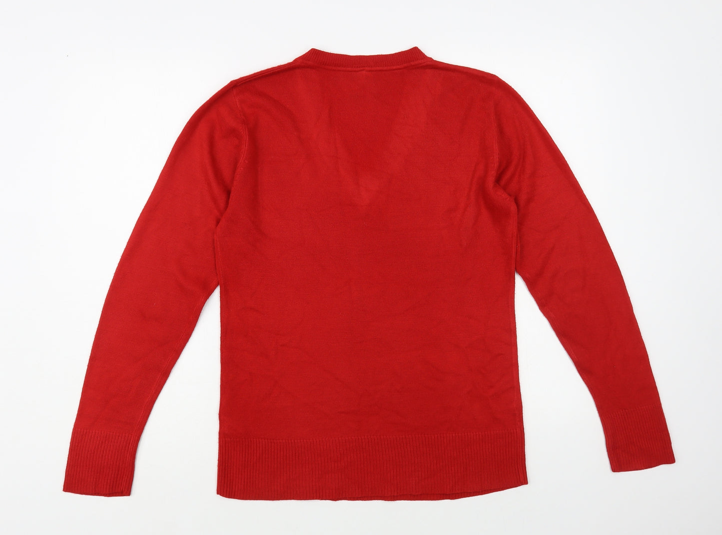 Atmosphere Womens Red V-Neck Acrylic Pullover Jumper Size 14