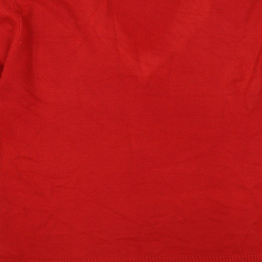 Atmosphere Womens Red V-Neck Acrylic Pullover Jumper Size 14