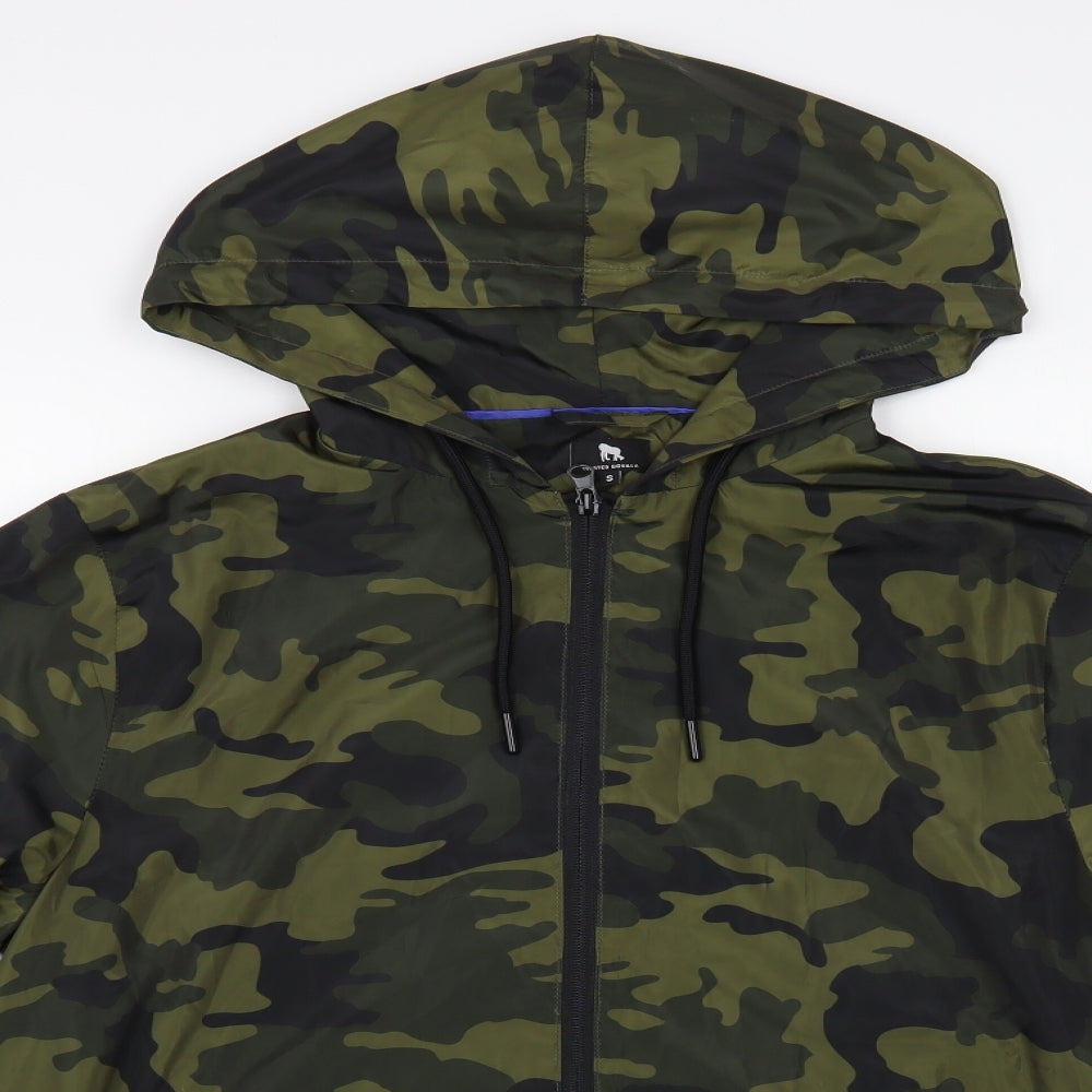 Twisted Gorilla Mens Green Camouflage Windbreaker Jacket Size S Zip