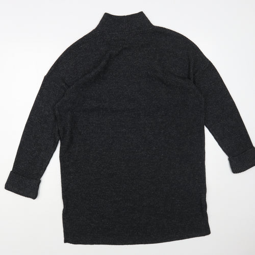 F&F Womens Grey High Neck Polyester Tunic Jumper Size 14