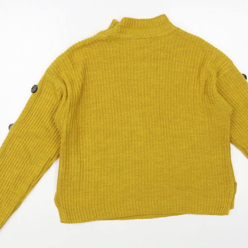 Primark Womens Yellow Mock Neck Acrylic Pullover Jumper Size M