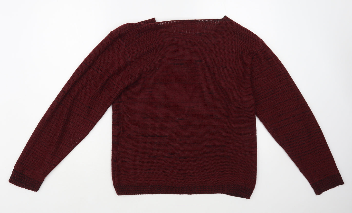 Mia Moda Womens Red Boat Neck Acrylic Pullover Jumper Size M - Heart