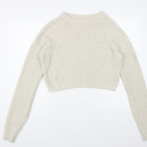 Prett Womens Beige Boat Neck Polyester Pullover Jumper Size M