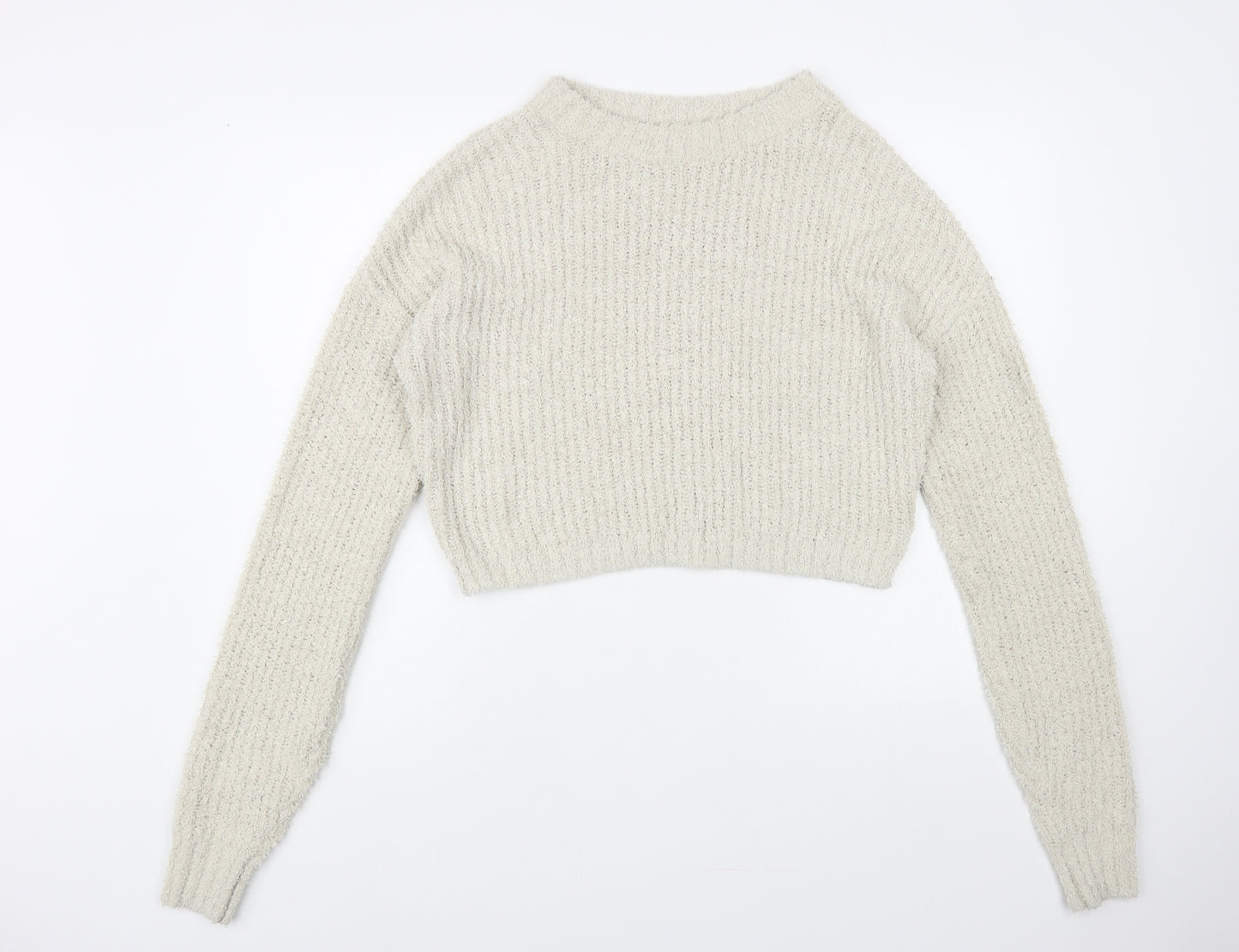 Prett Womens Beige Boat Neck Polyester Pullover Jumper Size M