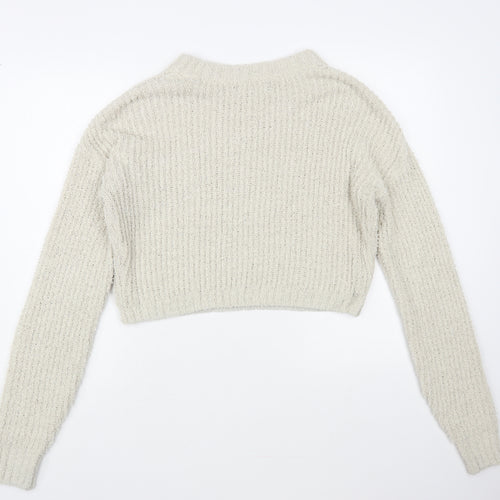 Prett Womens Beige Boat Neck Polyester Pullover Jumper Size M