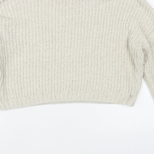 Prett Womens Beige Boat Neck Polyester Pullover Jumper Size M