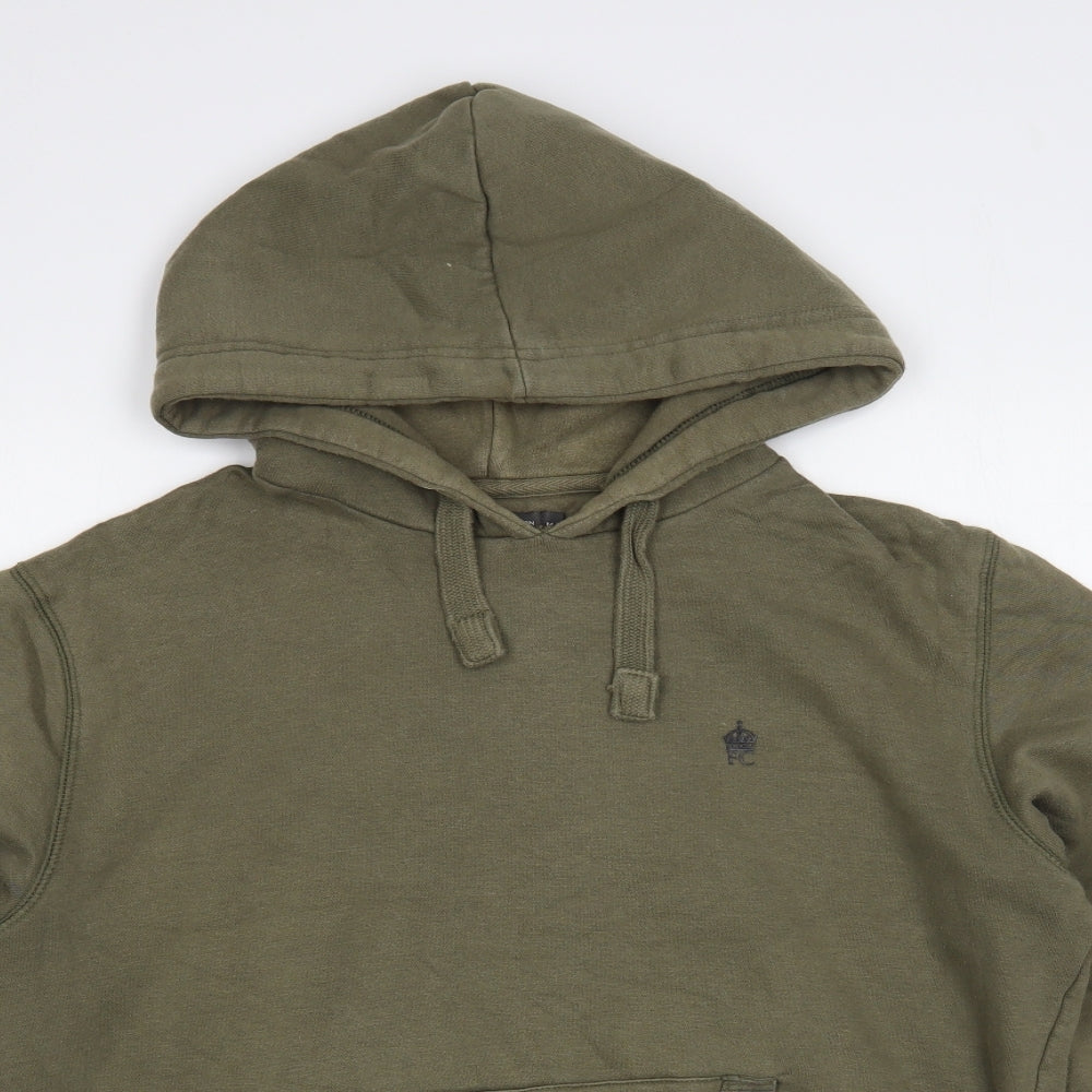 French Connection Mens Green Cotton Pullover Hoodie Size M