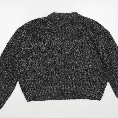 H&M Womens Grey High Neck Cotton Pullover Jumper Size M