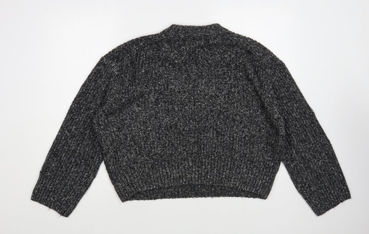 H&M Womens Grey High Neck Cotton Pullover Jumper Size M