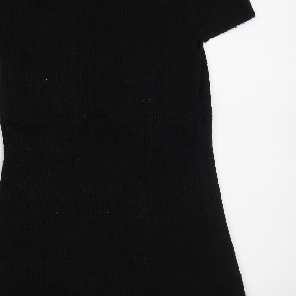 Silent Angels Womens Black Roll Neck Acrylic Pullover Jumper Size 12