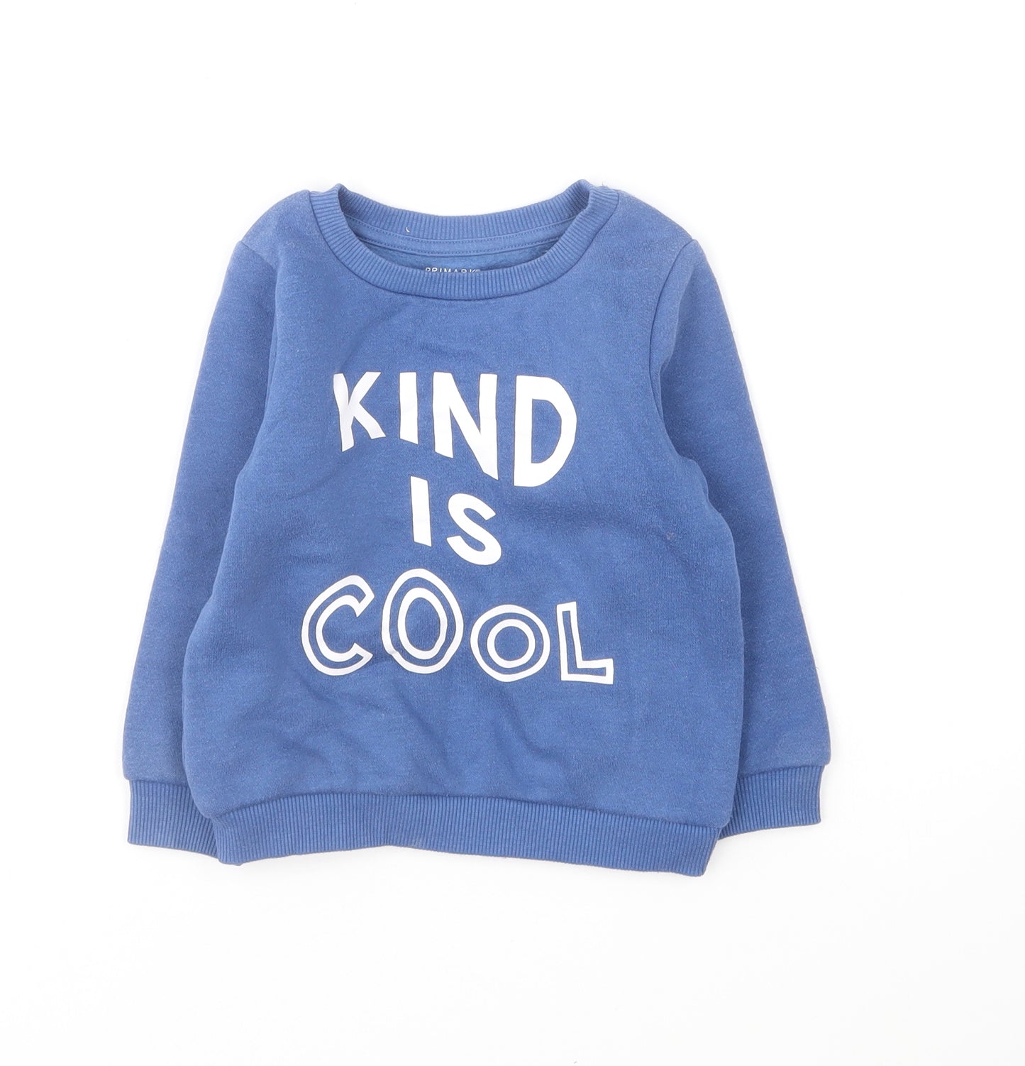 Primark Boys Blue Round Neck Cotton Pullover Jumper Size 2-3 Years - Kind Is Cool
