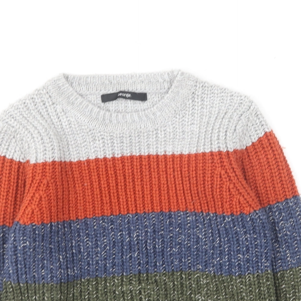 George Boys Multicoloured Round Neck Striped Acrylic Pullover Jumper Size 3-4 Years