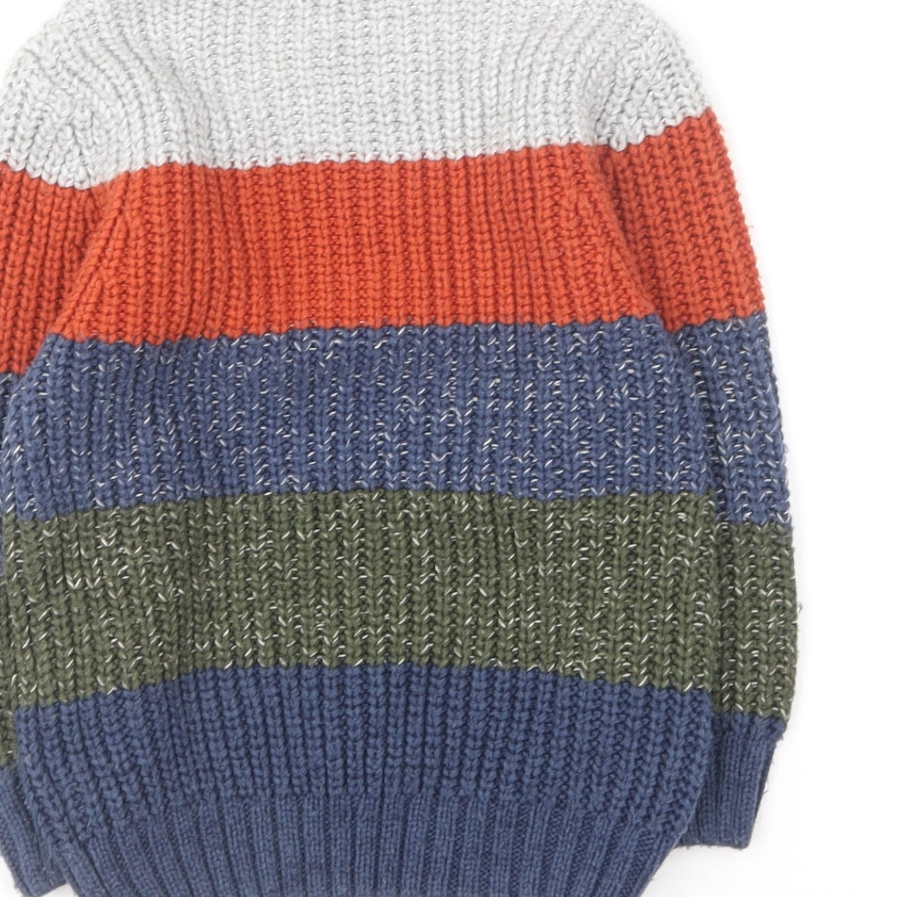George Boys Multicoloured Round Neck Striped Acrylic Pullover Jumper Size 3-4 Years