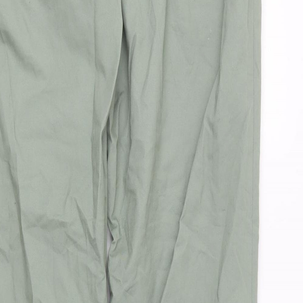 Denim & Co. Mens Green Cotton Chino Trousers Size 32 in L34 in Slim Button
