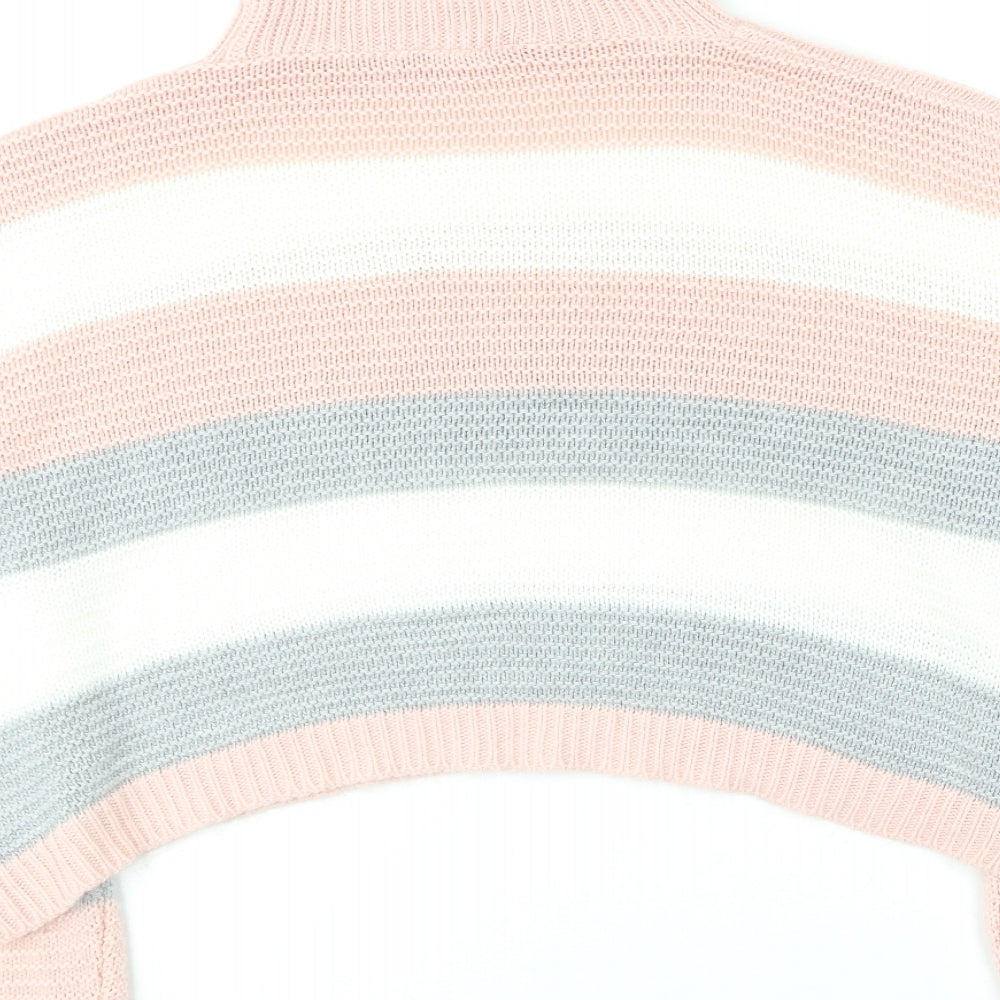 Quiz Womens Multicoloured Roll Neck Striped Acrylic Pullover Jumper Size M
