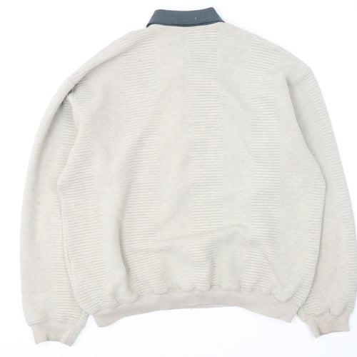 Berkertex Mens Beige Collared Polyester Pullover Jumper Size L