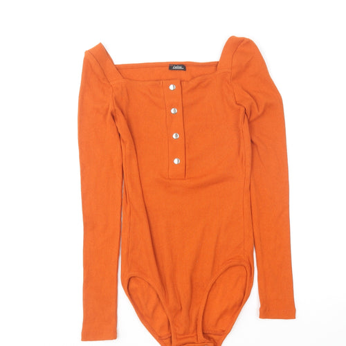 Lalita Womens Orange Cotton Bodysuit One-Piece Size 10 Snap