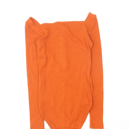 Lalita Womens Orange Cotton Bodysuit One-Piece Size 10 Snap
