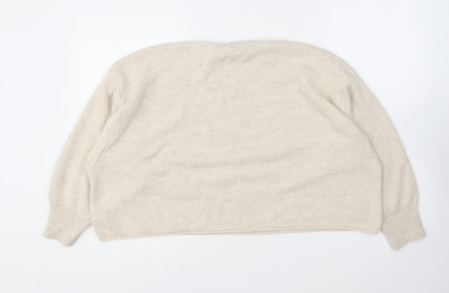 STB Women Womens Beige Round Neck Acrylic Pullover Jumper Size S