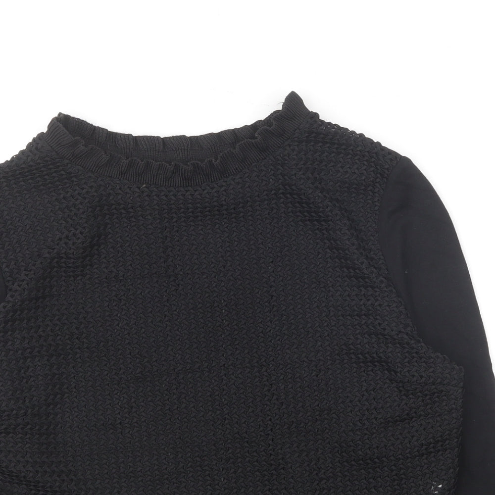 Zara Womens Black Cotton Basic T-Shirt Size M Crew Neck