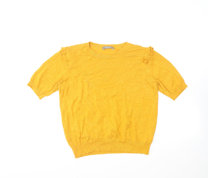 Oasis Womens Yellow Round Neck Acrylic Pullover Jumper Size L