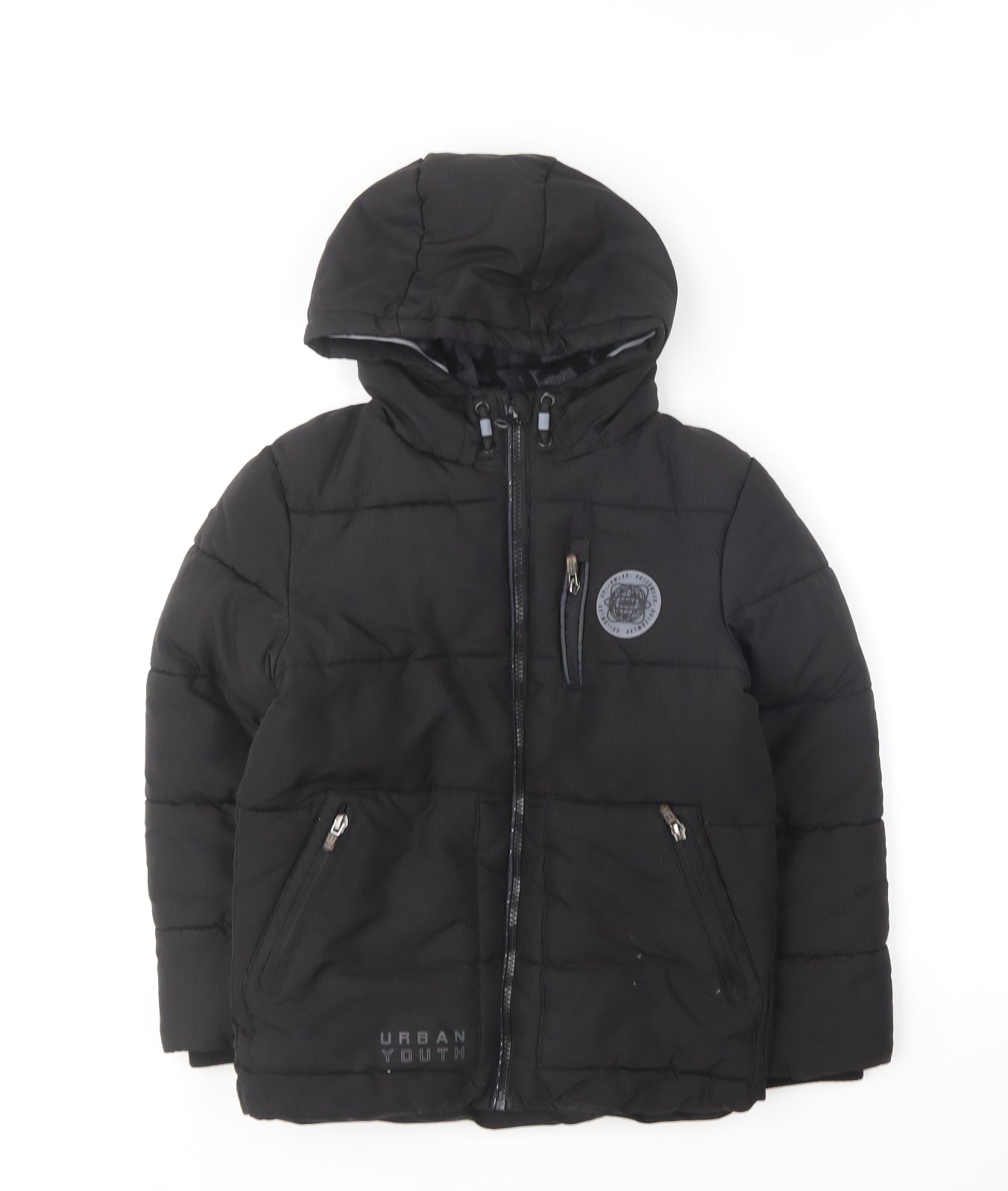 F&F Boys Black Puffer Jacket Coat Size 8-9 Years Zip