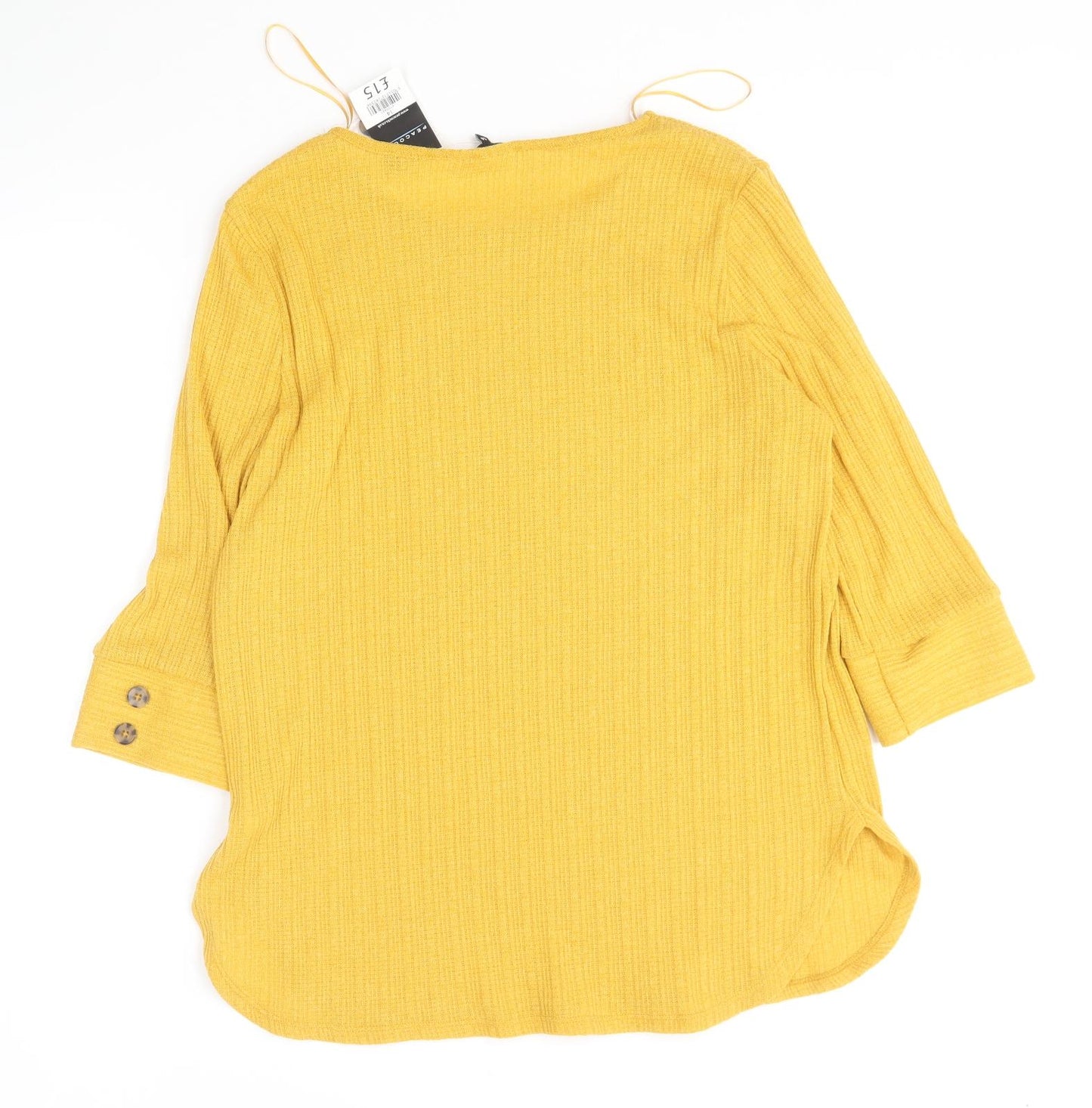 Peacocks Womens Yellow Round Neck Polyester Pullover Jumper Size 14