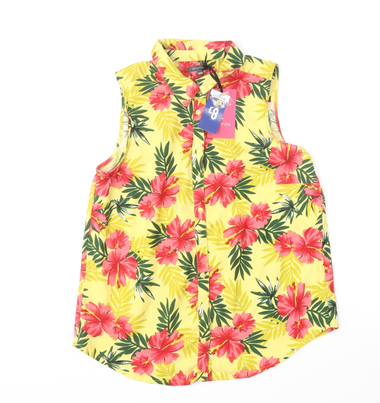 Intuition Womens Multicoloured Floral Polyester Basic Button-Up Size 12 Collared