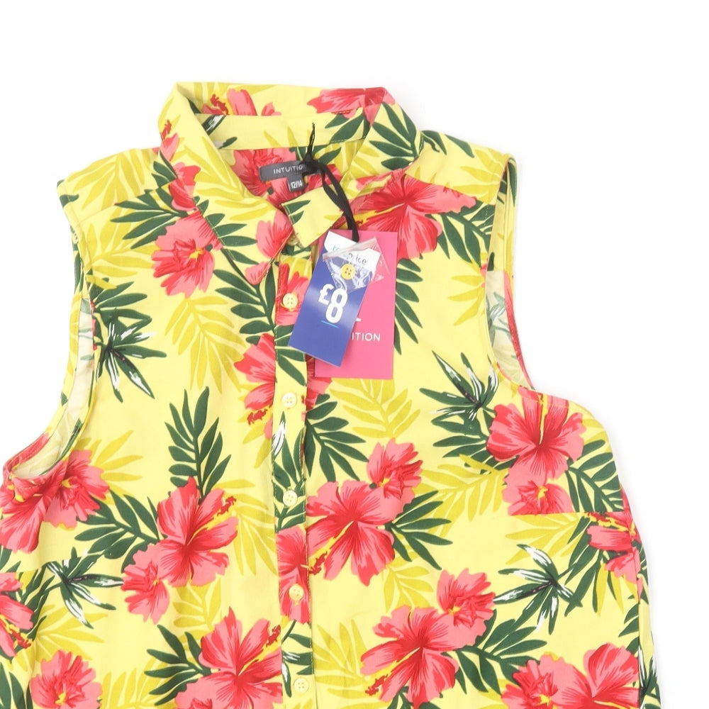 Intuition Womens Multicoloured Floral Polyester Basic Button-Up Size 12 Collared