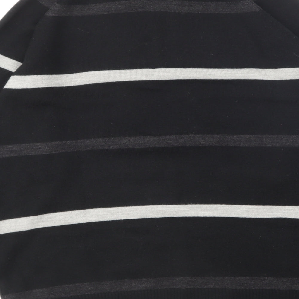 Dunnes Stores Mens Black Round Neck Striped Acrylic Pullover Jumper Size L