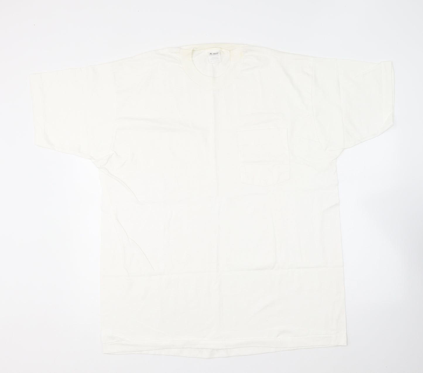 Preworn Mens White Cotton T-Shirt Size XL Round Neck