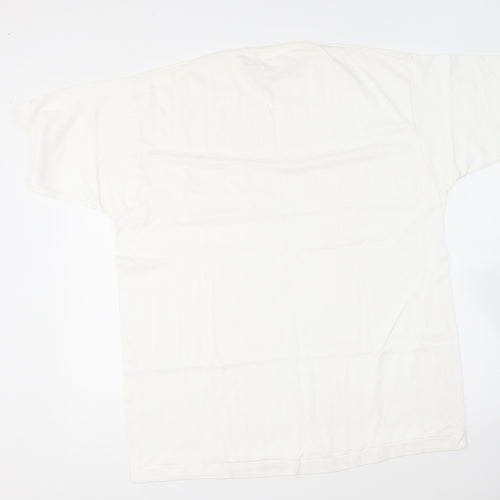 Preworn Mens White Cotton T-Shirt Size XL Round Neck