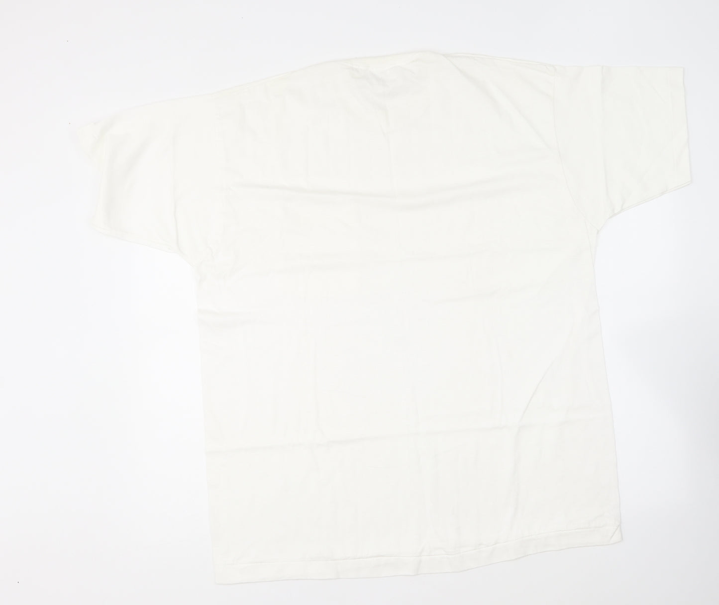Preworn Mens White Cotton T-Shirt Size XL Round Neck