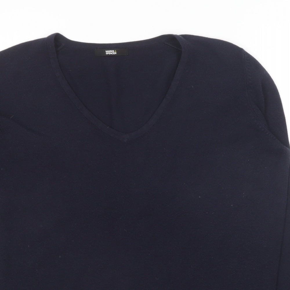 Marks and Spencer Womens Blue Round Neck Acrylic Pullover Jumper Size 14