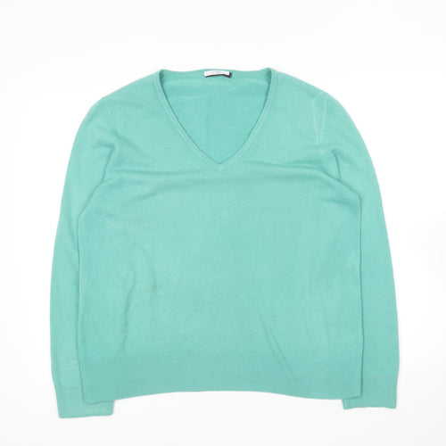 Marks and Spencer Mens Green V-Neck Acrylic Pullover Jumper Size M