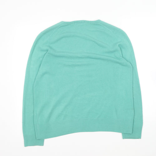 Marks and Spencer Mens Green V-Neck Acrylic Pullover Jumper Size M