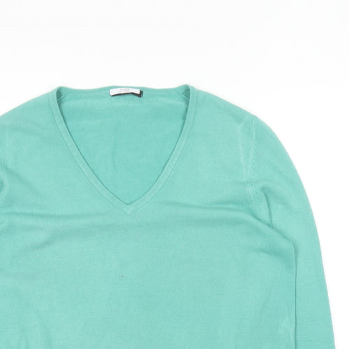 Marks and Spencer Mens Green V-Neck Acrylic Pullover Jumper Size M