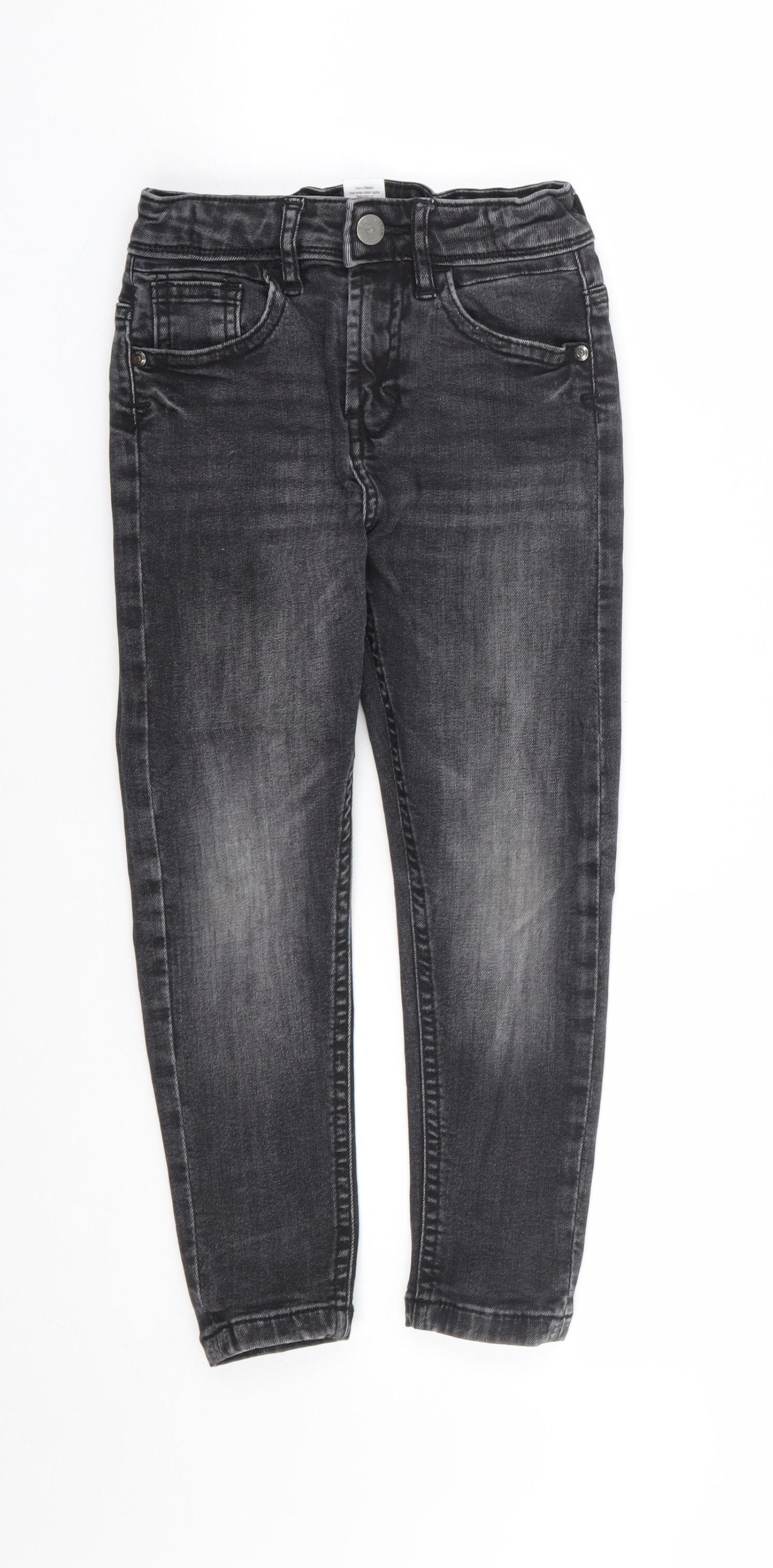 George Boys Black Cotton Skinny Jeans Size 5-6 Years Regular Zip