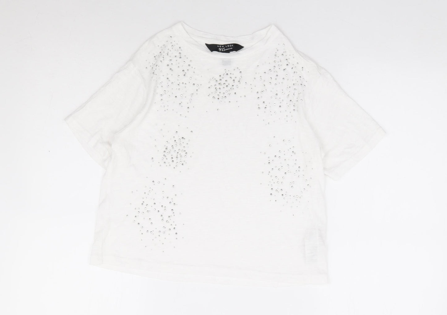 New Look Girls Ivory Cotton Jersey T-Shirt Size 12-13 Years Round Neck Pullover