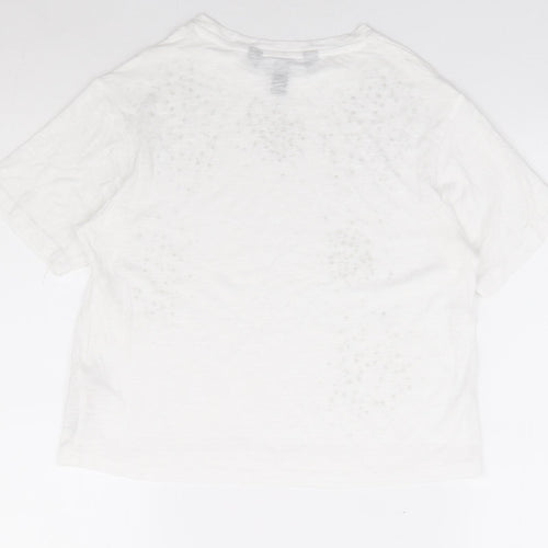 New Look Girls Ivory Cotton Jersey T-Shirt Size 12-13 Years Round Neck Pullover