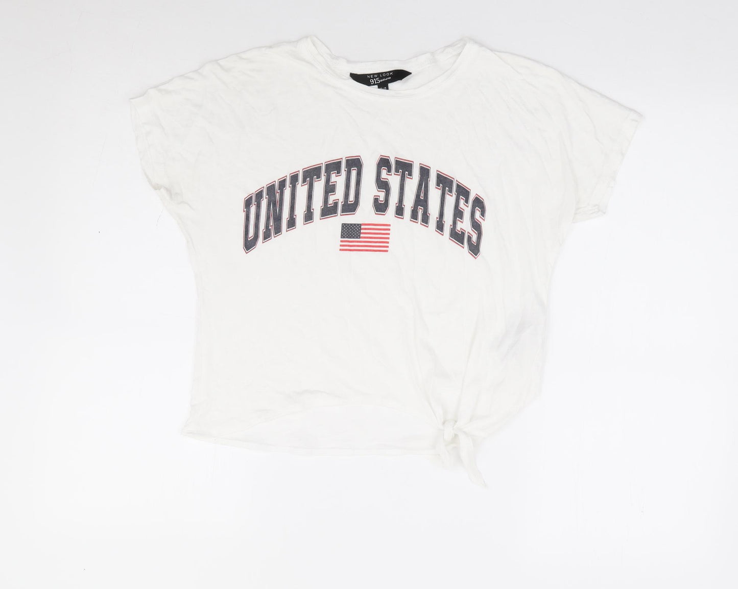 New Look Girls Ivory Cotton Jersey T-Shirt Size 12-13 Years Round Neck Pullover - United States